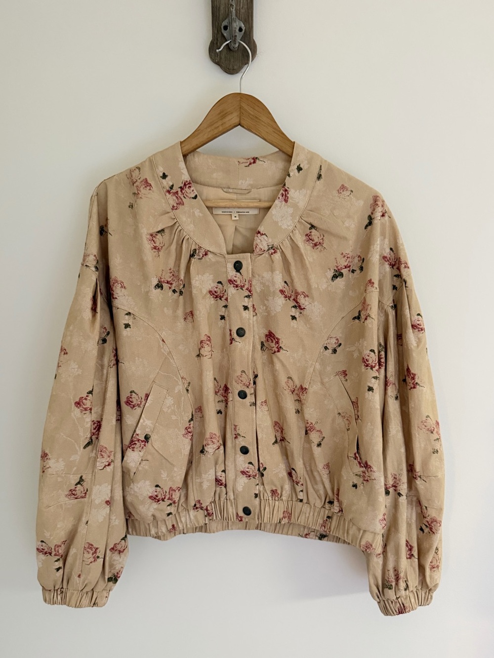 Free People Rory Floral Bomber Jacket M Cotton Cottagecore